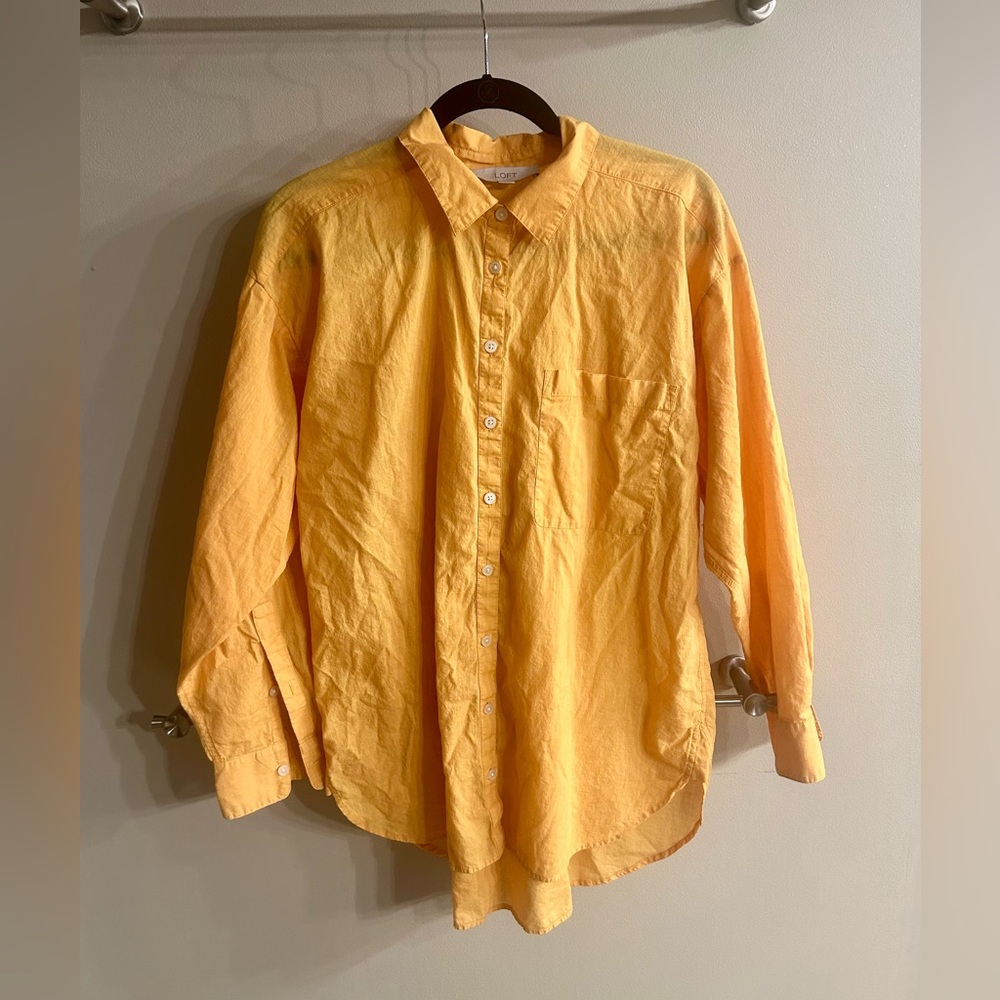 Loft 100% Cotton Button Down - Yellow